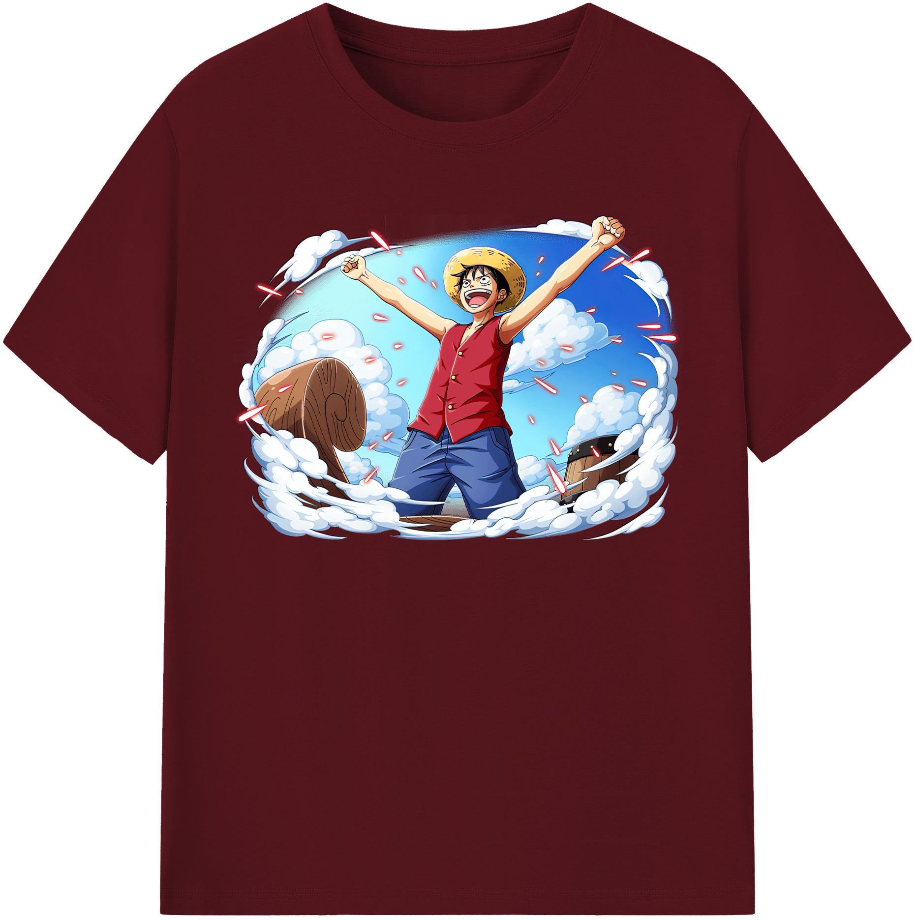 ワンピース モンキー・D・ルフィ ONE PIECE Monkey D. Luffy 綿100％半袖Tシャツ（フロントプリント）